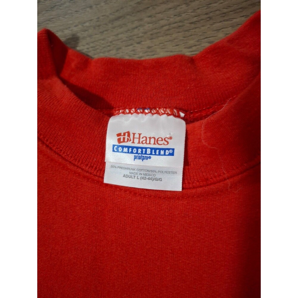 Vintage 80s Hanes Comfortblend Christmas Crewneck Sweatshirt Unisex Large Red - Picture 4 of 5